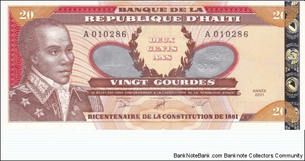 20 Gourdes Commemorative Banknote Banknote