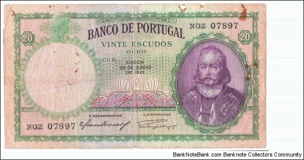 20 Escudos(1951) Banknote