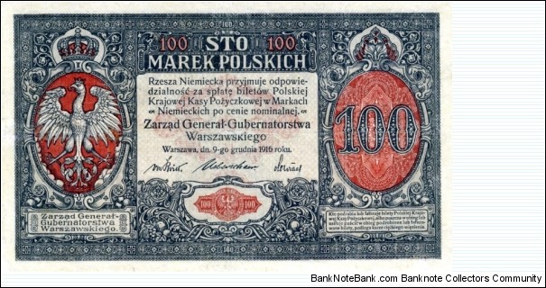 100 Marek - Zarząd Generał-Gubernatorstwa Warszawskiego Banknote