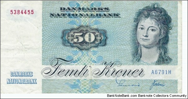 DENMARK 50 Kroner 1972 Banknote