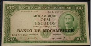 Mozambique 100 Escudos 1961 Banknote