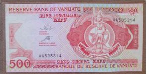 500 Vatu. Interesting long gods Banknote