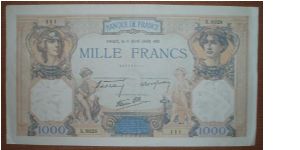 1000 Francs, very large. Banknote