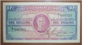 1 Shilling, uniface. Banknote