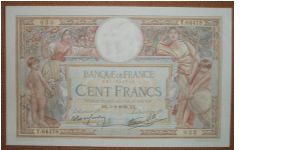 100 Francs. Colorful. Banknote