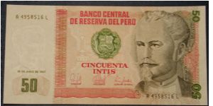 Peru 50 Intis 1987 Banknote