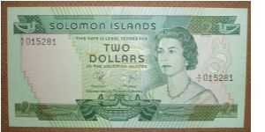 2 Dollars, w/fishermen on reverse. Banknote