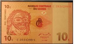 Congo 10 Centimes 1997 Banknote