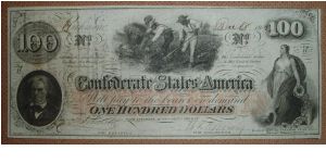 Confederate States 100 Dollars Banknote