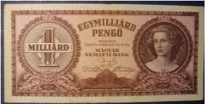 Hungary 1 Million Pengo 1946

NOT FOR SALE Banknote