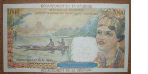 Reunion 1000 Francs, gorgeous! (20 Nouveux) Banknote