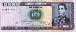 Bolivia - 10.000 Pesos Bolivianos - 1982 - P-169 Banknote