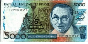 Brazil - 5.000 Cruzeiros (5 Cruzados Novos) - P-217b Banknote