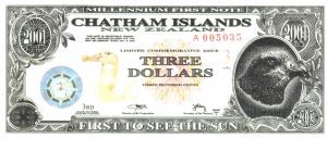 New Zealand(Chatham Islands) *3 Dollars * Silver Edition Banknote