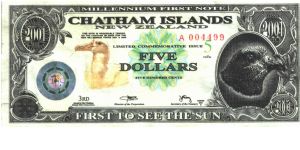 New Zealand (Chatham Islands) * 5 Dollars * 2001 * Silver Edition Banknote