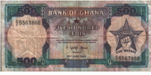 500 Cedis * 1994 * P-28b Banknote