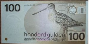 100 Gulden, Great Snipe bird. Banknote
