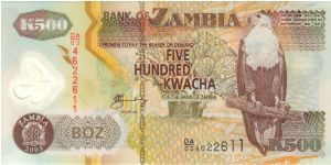 500 Kwacha * 2003 * P-New (Polymer plastic) Banknote