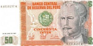Peru 1987 50 Intis. Banknote