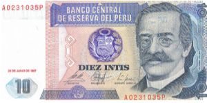 Peru 1987 10 Intis Banknote