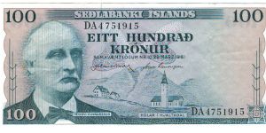 Iceland - Sedlabanki Islands 100 Kronur 1961. Gunnarsson was my friend Kris' great grandfather. Banknote