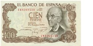 100 Pesetas * 17 Nov 1970 * P-152 Banknote