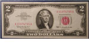 1963 US 2 Dollar Federal Reserve Note Red Seal Banknote