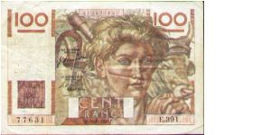 100 Francs,1950,grade: VG++ Banknote