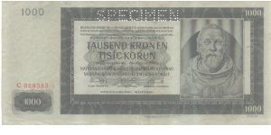 Protektorat Bohemia and Moravia - 1000 K 1942
Portrait of Petr Parler Banknote