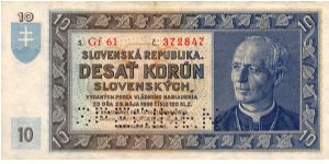 Slovak Republic
10 Ks
Portrait of Andrej Hlinka Banknote