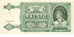Slovak Republic - 500 Ks 1941 Banknote