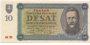 Slovak Republic - 10 Ks 1943
Portrait of Ludovit Stur
SPECIMEN Banknote