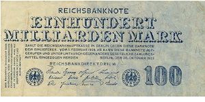 100.000.000.000 Mark
Reichsbanknote Banknote