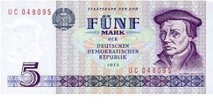 Germany Democratic Republic
5 Mark der DDR
Thomas Müntzer Banknote