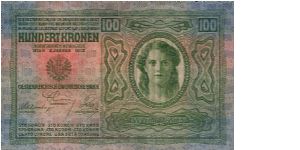 100 K
overprint Deutschösterreich Banknote