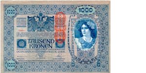 1000 K
overprint Deutschösterreich Banknote