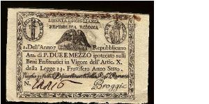2½ Paoli, Republicca Romana. Banknote