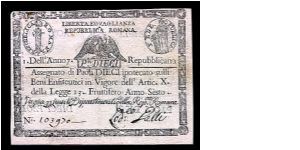 10 Paoli, Republicca Romana. Banknote