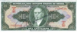 10 Cruzeiros * 1950 * P-143 Banknote