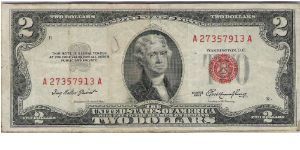 $2 bill red seal Banknote