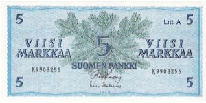 5 Markkaa 1963 Litt.A Banknote