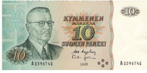 10 Markkaa 1980 Banknote