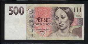 500 Korun Ceskych.

Mrs. B. Nemcova on face; laureate young woman's head on back.

Pick #20 Banknote