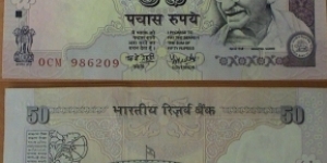 50 Rupees. Dr YV Reddy signature.  Banknote
