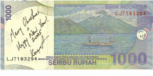 1000 Rupiah - Christmas Card in 2005 from Kevin Au Banknote