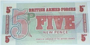 British Armed Forces. 6th Series. 5 New Pence. Banknote