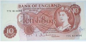 10 Shillings Hollum signature QE II Banknote