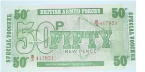 British Armed Forces 6th Series 50 Pence Banknote