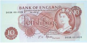 10 Shillings Forde signature QE II Banknote