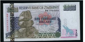 1000 Dollars.

Re Matapos rocks on face; elephants on back.

Pick #11 Banknote